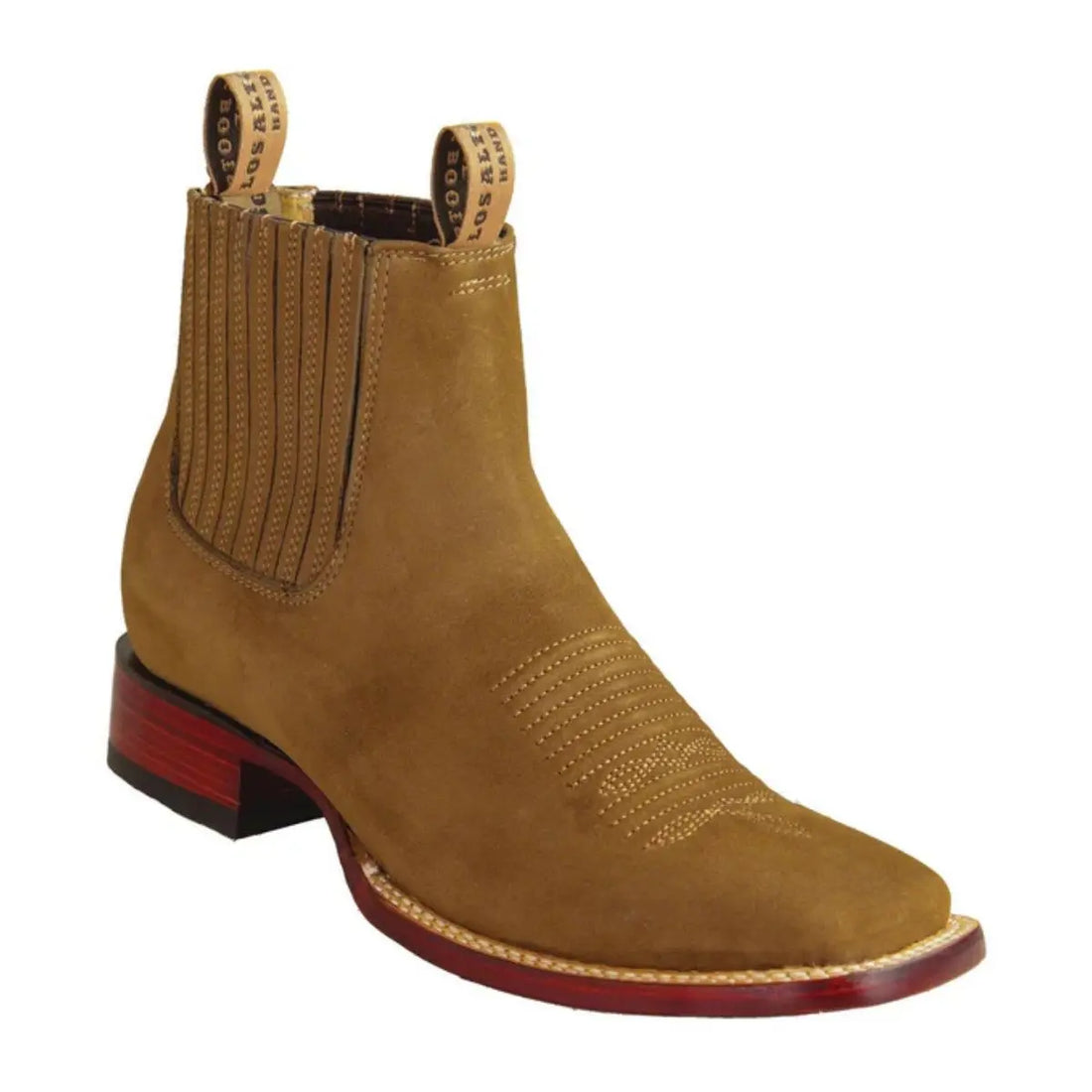 Los Altos 82BM6361 Men's Taupe Genuine Nubuck Leather Wide Square Toe Ankle Boots