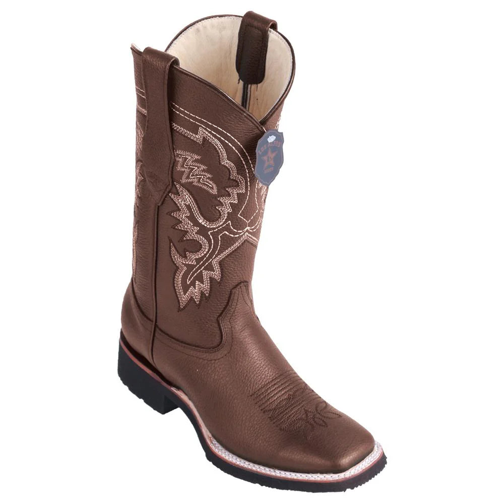 Los Altos 82E2707 Men's Brown Genuine Grisly Wide Square Toe Cowboy Boots