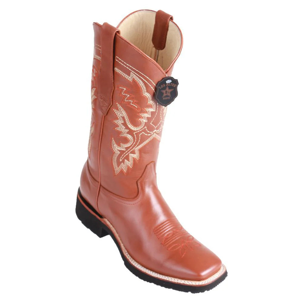 Los Altos 82E3851 Men's Honey Genuine Pull Up Wide Square Toe Cowboy Boots