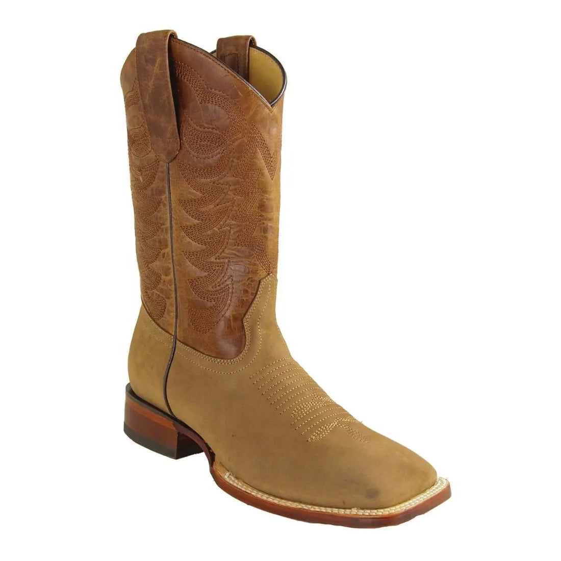 Los Altos 82TX6361 Men's Taupe Genuine Leather Nubuck Texas Extra Wide Toe Cowboy Boots