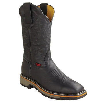 Los Altos 82W5405 Men's Black Genuine Leather Wide Square Toe Cowboy Boots