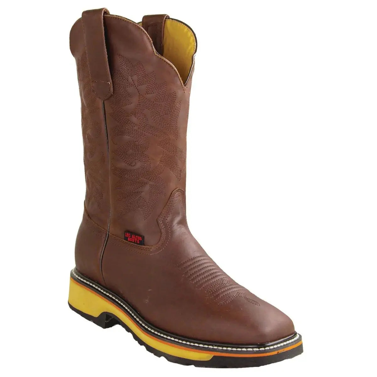 Los Altos 82W5407 Men's Brown Genuine Leather Wide Square Toe Cowboy Boots