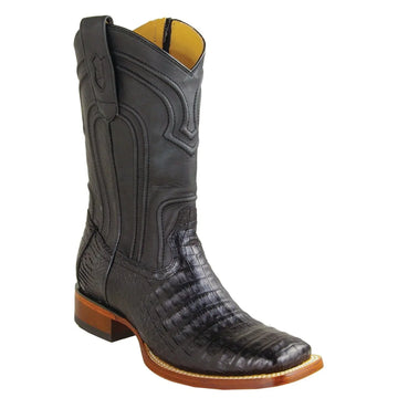 Los Altos 82Z8205 Men's Black Genuine Caiman Belly Wide Square Toe Cowboy Boots