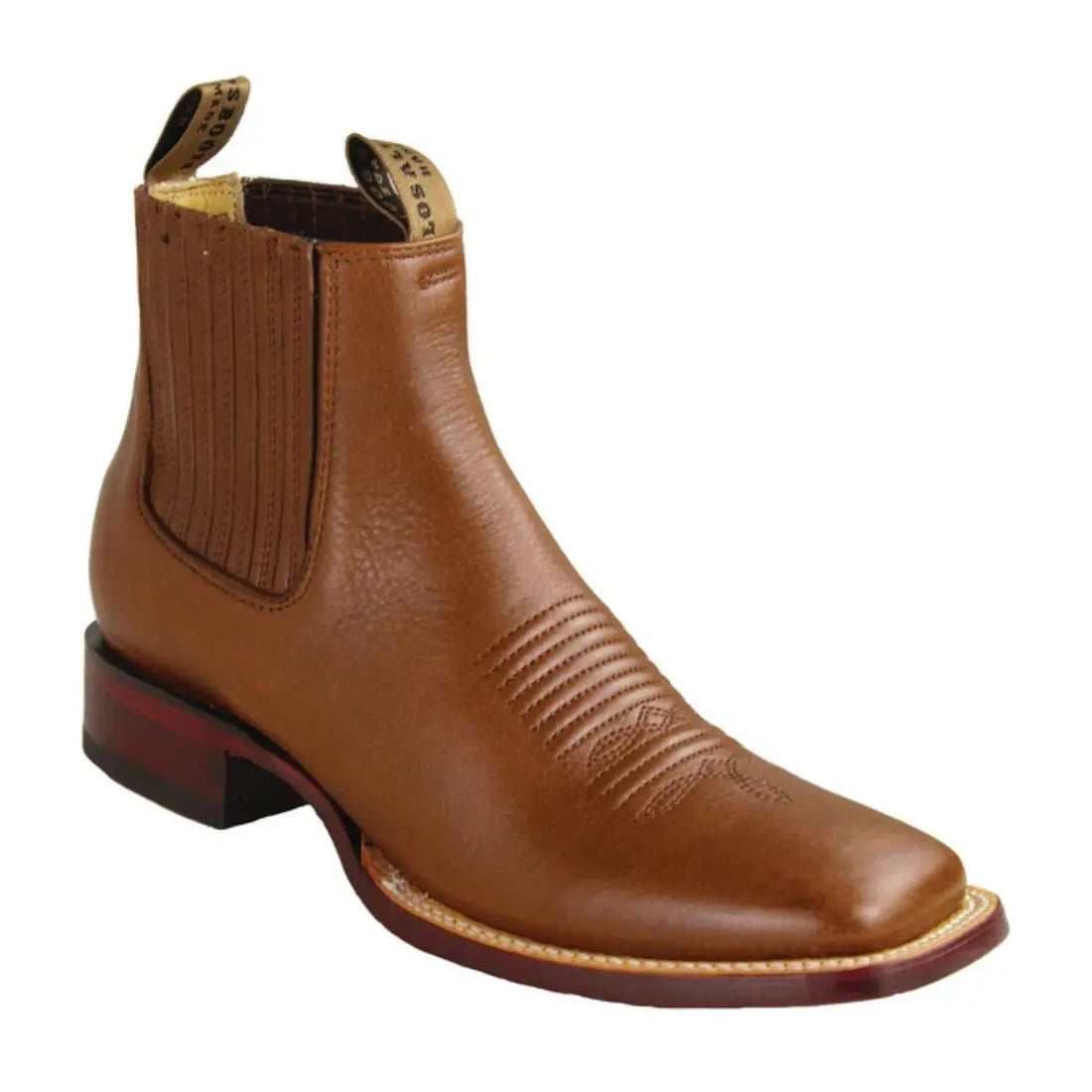 Los Altos 82BM2107 Men's Brown Genuine Leather Wide Square Toe Ankle Boots