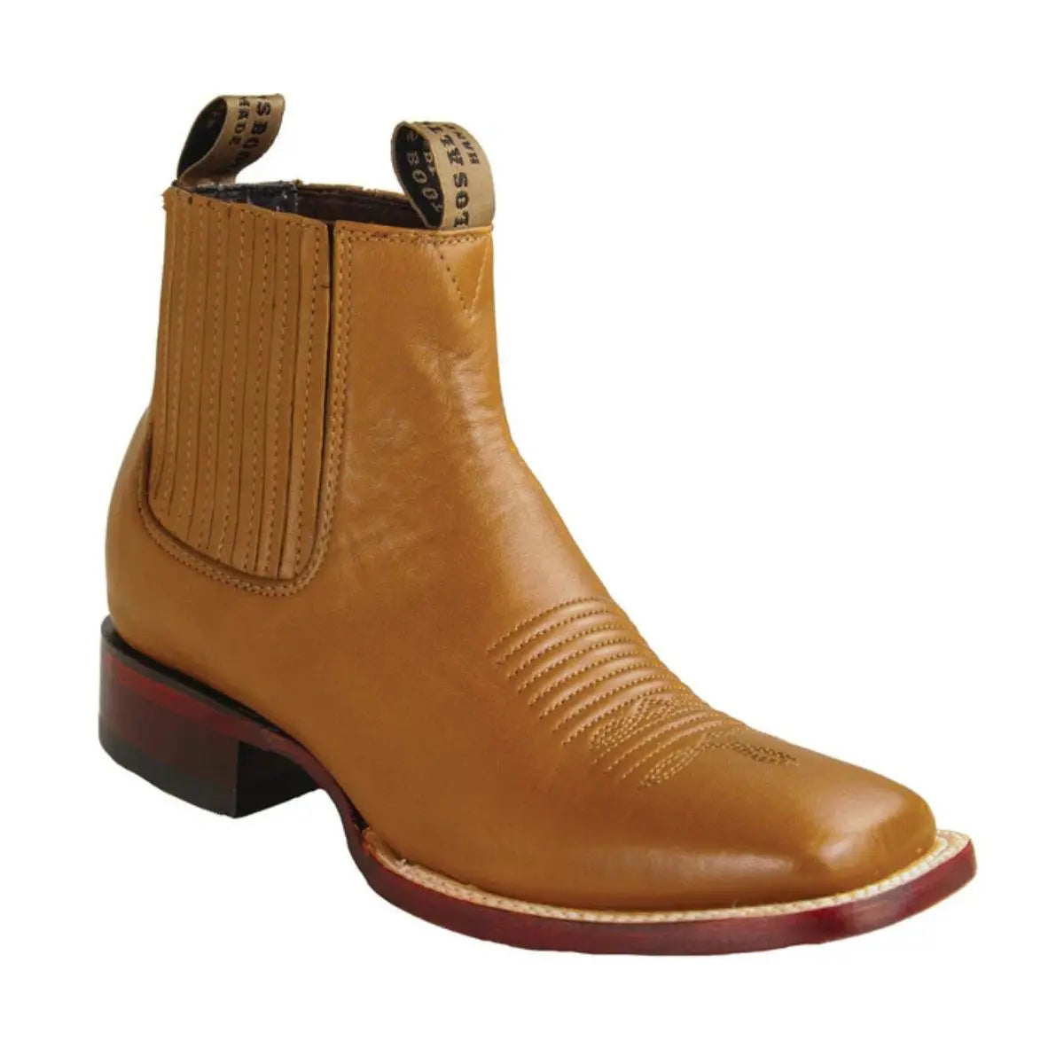 Los Altos 82BM2151 Men's Honey Genuine Leather Wide Square Toe Ankle Boots