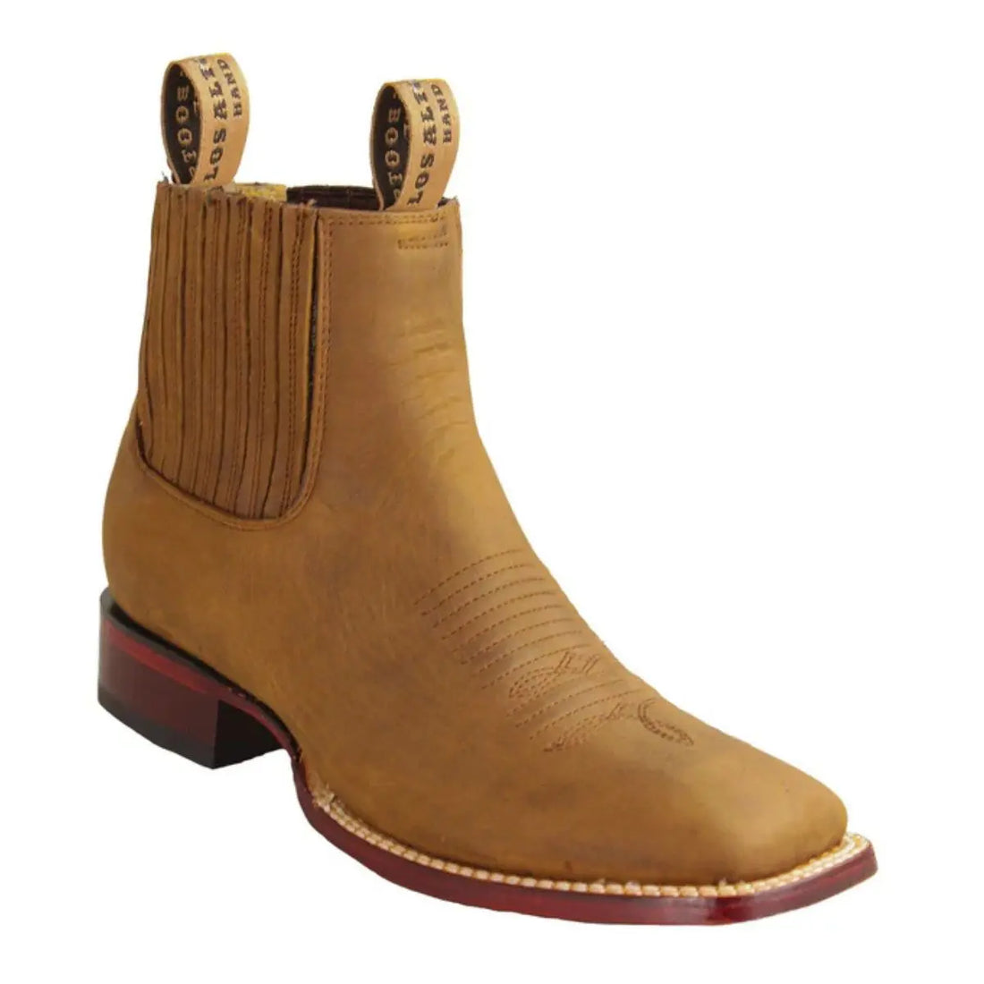 Los Altos 82BM6231 Men's Honey Genuine Leather Wide Square Toe Ankle Boots