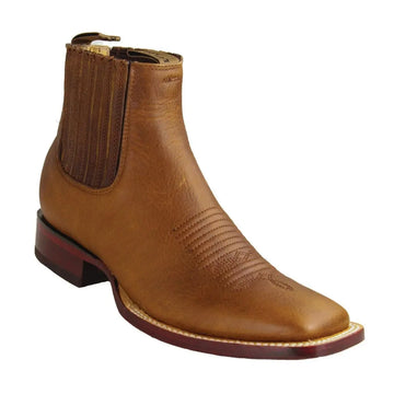 Los Altos 82BM9940 Men's Walnut Genuine Leather Wide Square Toe Ankle Boots