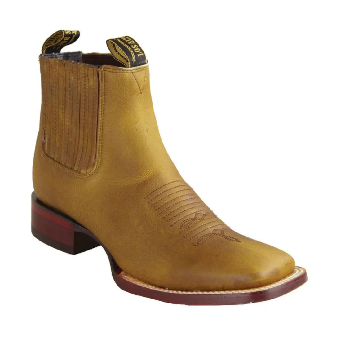 Los Altos 82BM9951 Men's Honey Genuine Leather Wide Square Toe Ankle Boots