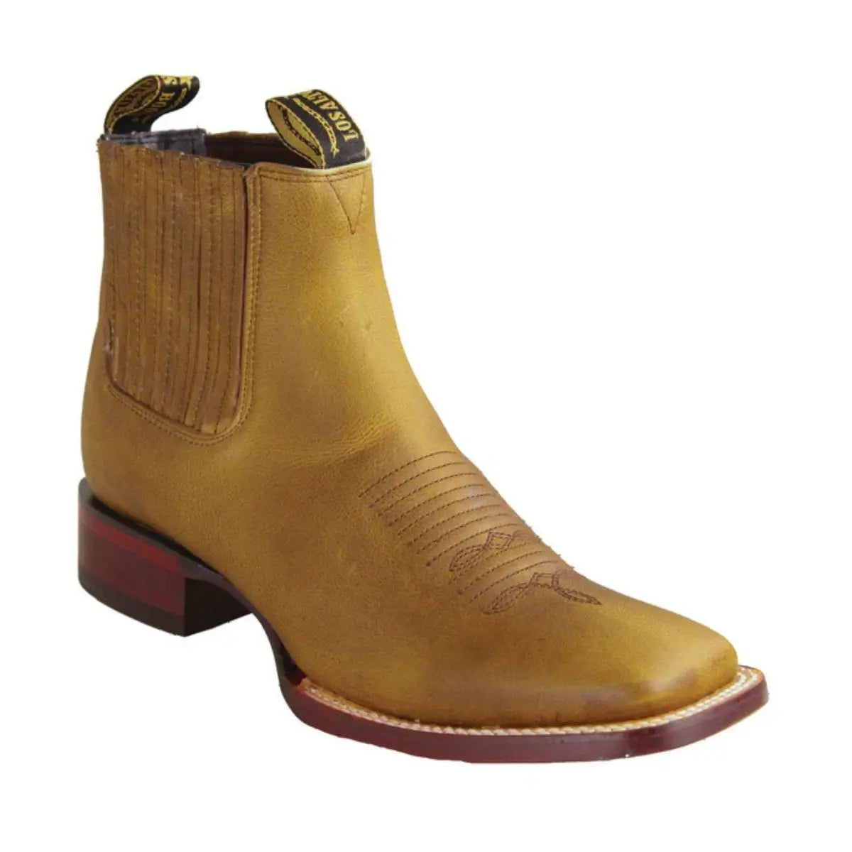 Los Altos 82BM9951 Men's Honey Genuine Leather Wide Square Toe Ankle Boots