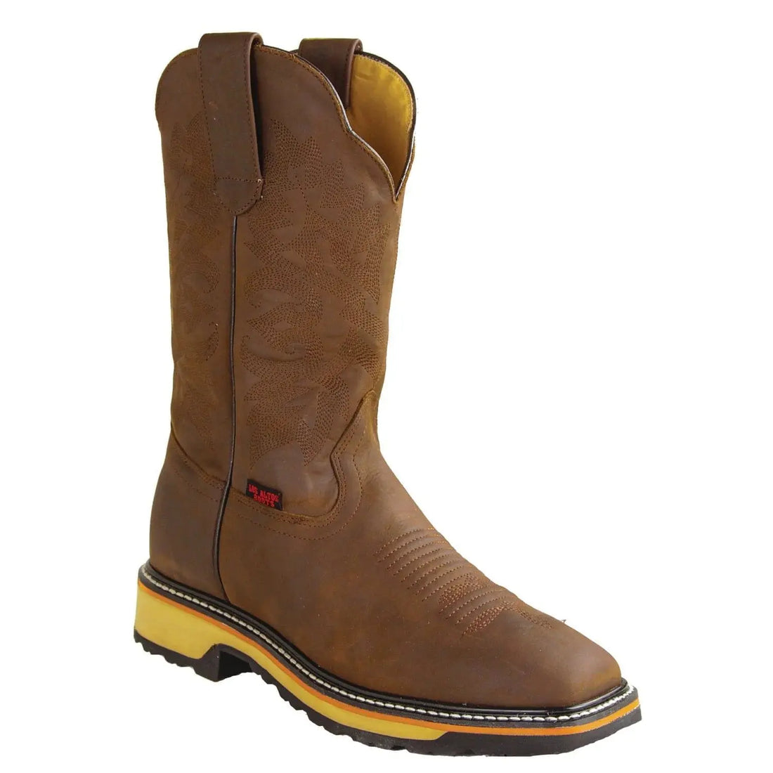 Los Altos 82W6207 Men's Brown Genuine Leather Wide Square Toe Cowboy Boots