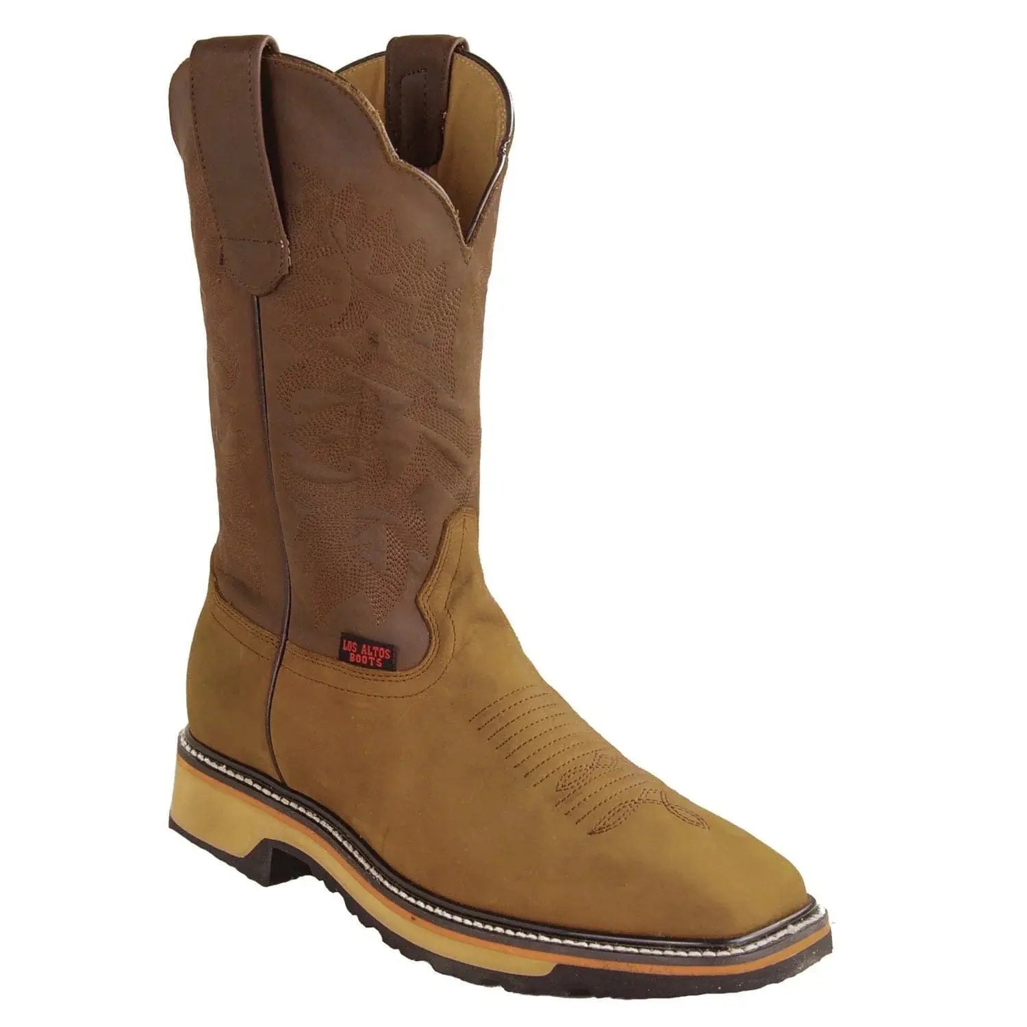 Los Altos 82W6231 Men's Tan Genuine Leather Wide Square Toe Cowboy Boots