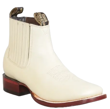 Wild West 282BM8304 Women's Winter White Genuine Leather Ranch Toe Short Boots