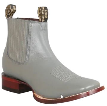 Wild West 282BM8309 Women's Gray Genuine Leather Ranch Toe Short Boots