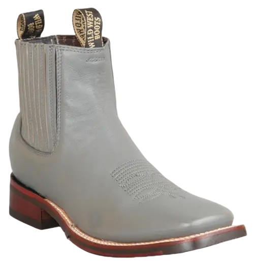 Wild West 2826BM8309 Women's Gray Genuine Leather Ranch Toe Short Boots
