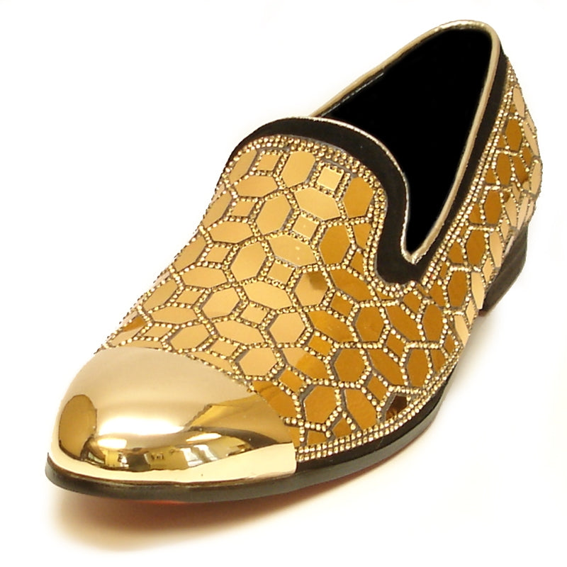 Fiesso FI-7024 Gold Loafers