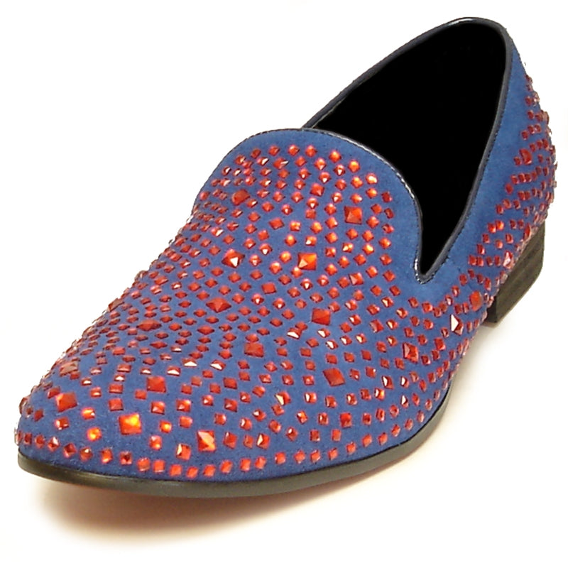 Fiesso FI-7027 Blue Red Loafers