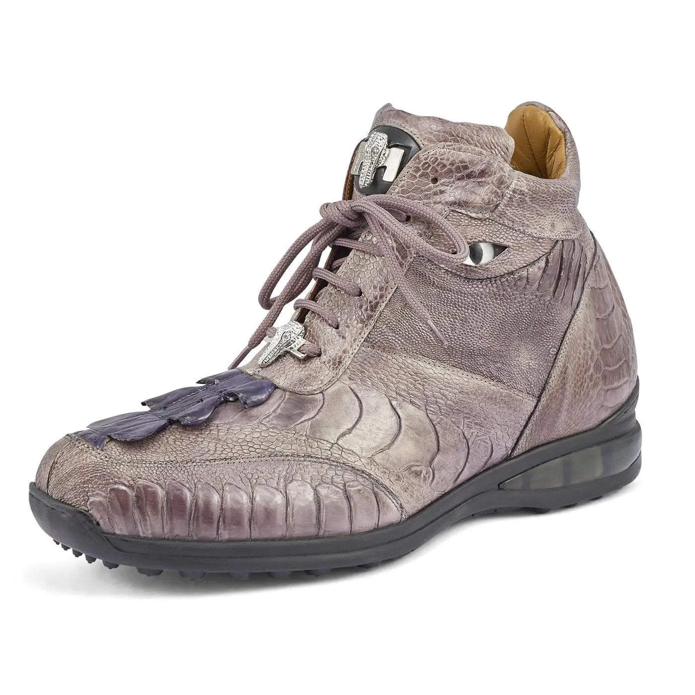 Mauri Venom 8405/1 Gray/Wonder Blue Genuine Hornback Tail/Ostrich Leg Eyes Casual Sneakers