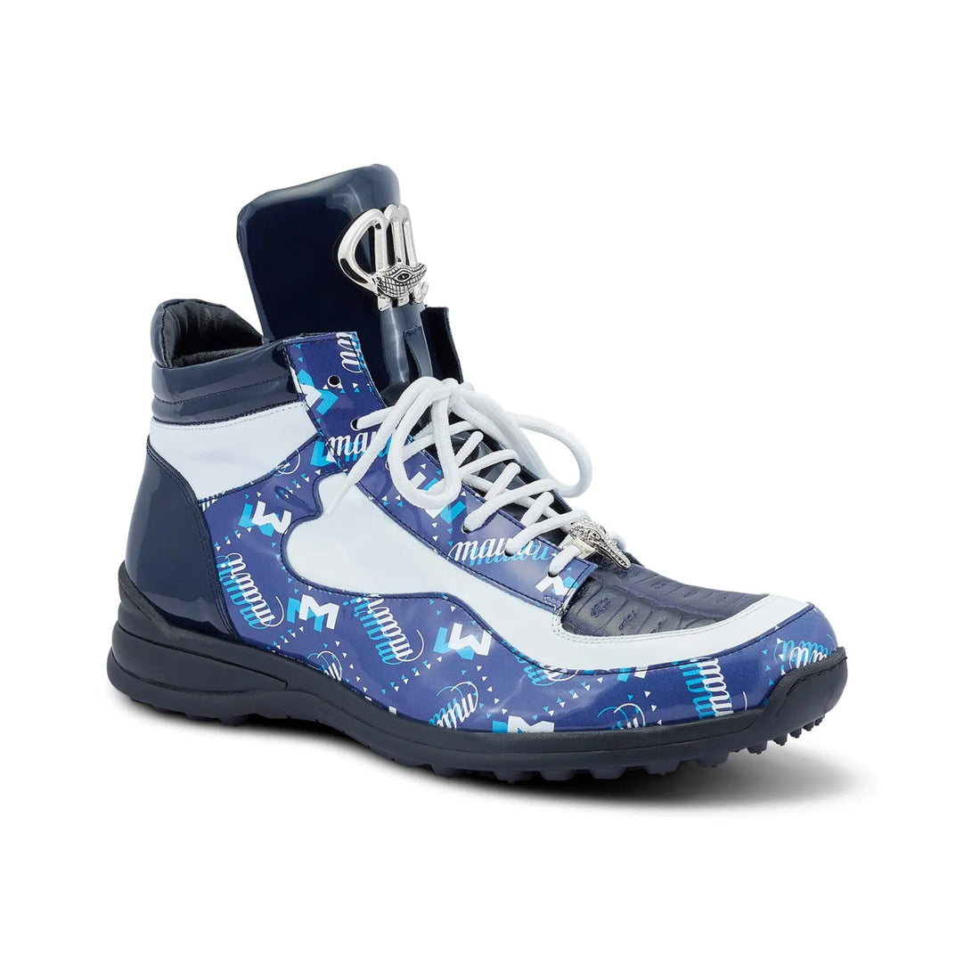 Mauri 8409 Blue/Wonder Blue/White Genuine Crocodile/Patent M Shade Print Leather Sneakers