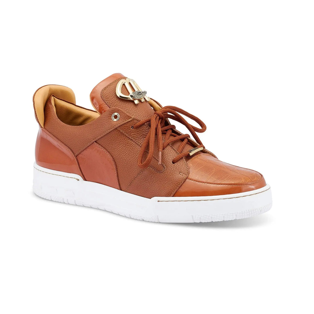 Mauri 8412/1 Cognac Genuine Crocodile/Patent Leather Sneakers