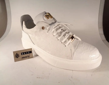 Mauri 8417 White Genuine Alligator/M Fabric Time Sneakers
