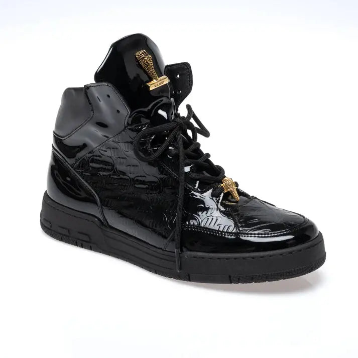 Mauri 8429 Black Genuine Baby Crocodile/Nappa Embossed Sneakers