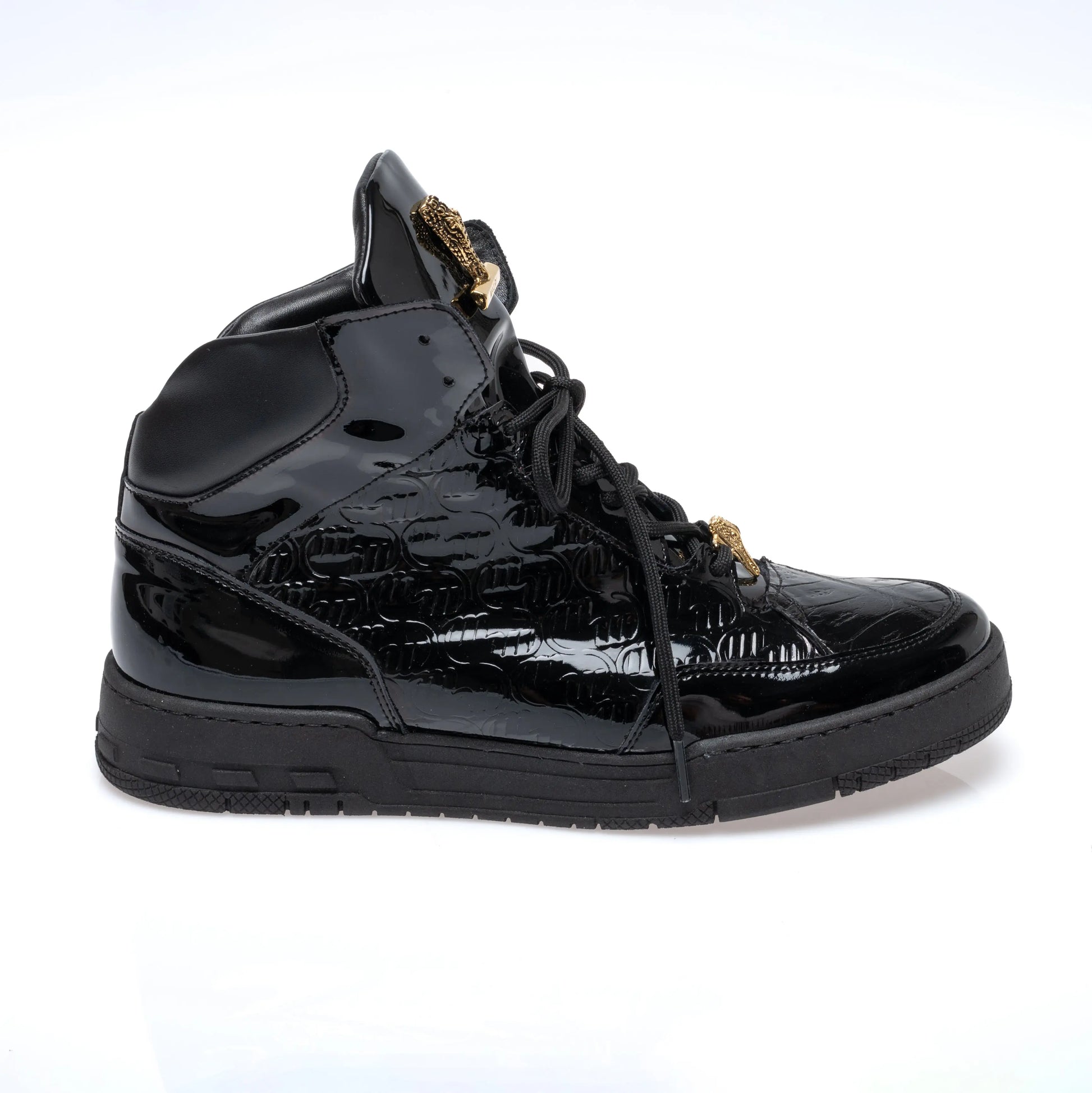 Mauri 8429 Black Genuine Baby Crocodile/Nappa Embossed Sneakers