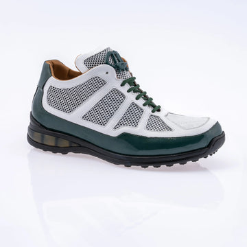 Mauri 8434 Hunter Green/White Genuine Baby Crocodile/Patent/Calf Leather Mesh Sneakers