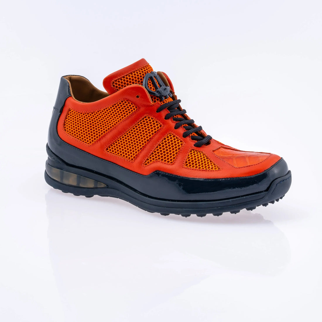 Mauri 8434 Wonder Blue/Orange Genuine Baby Crocodile/Patent/Calf Leather Mesh Sneakers