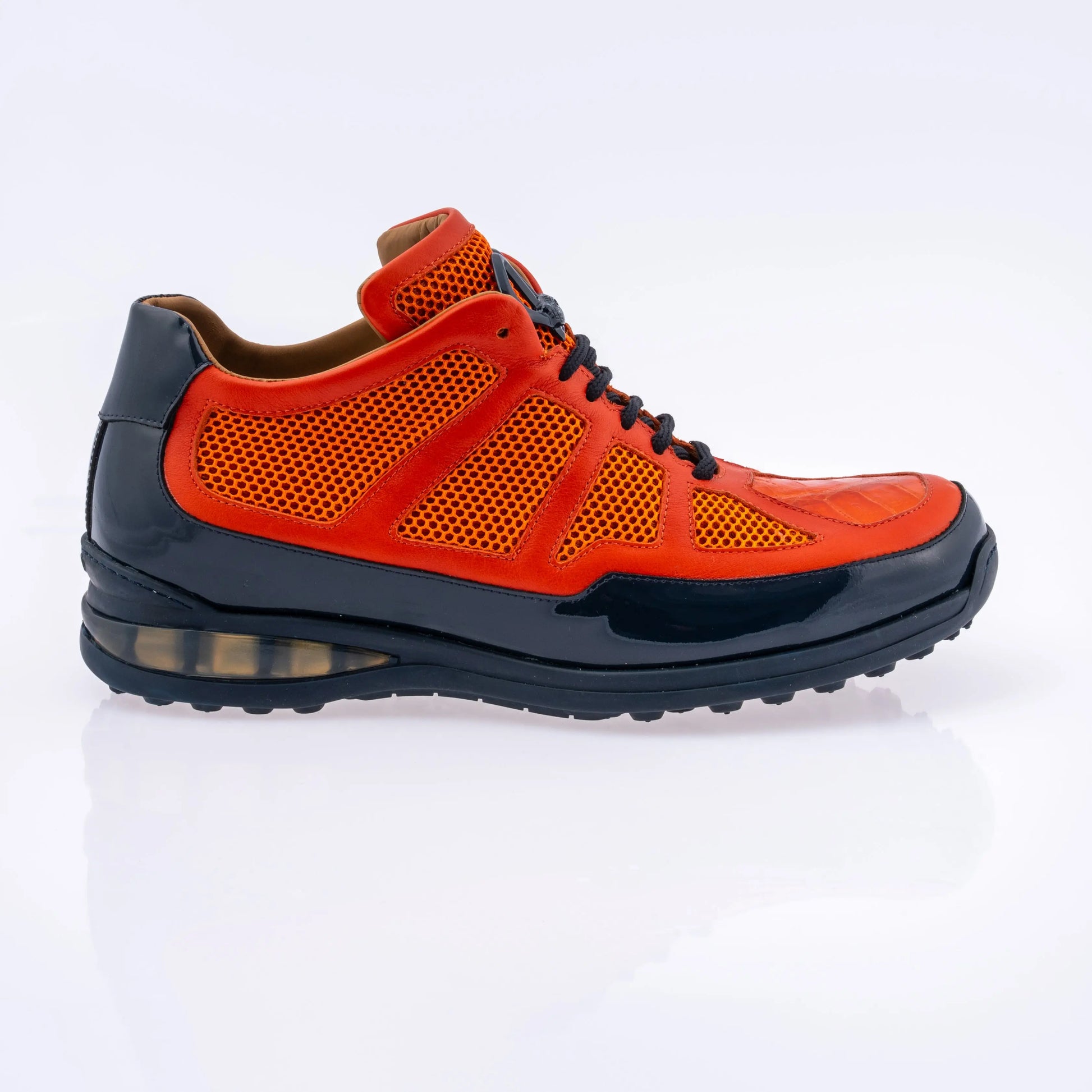 Mauri 8434 Wonder Blue/Orange Genuine Baby Crocodile/Patent/Calf Leather Mesh Sneakers