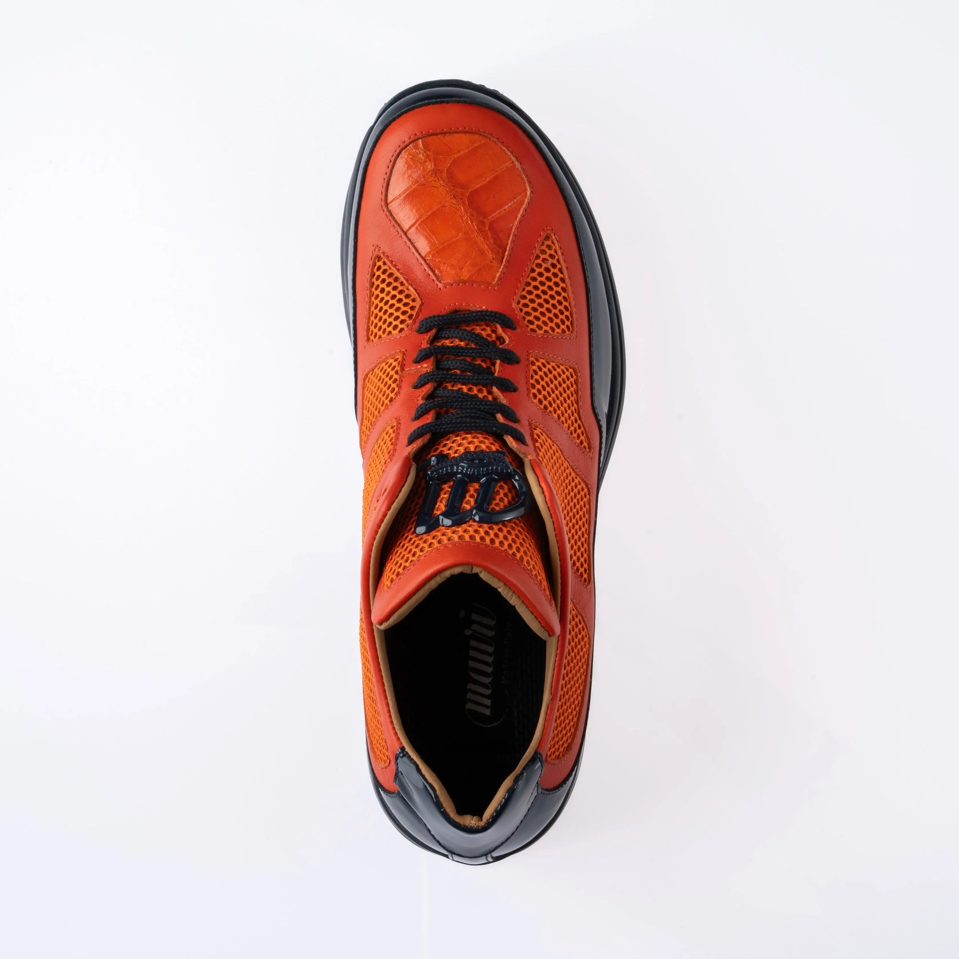 Mauri 8434 Wonder Blue/Orange Genuine Baby Crocodile/Patent/Calf Leather Mesh Sneakers