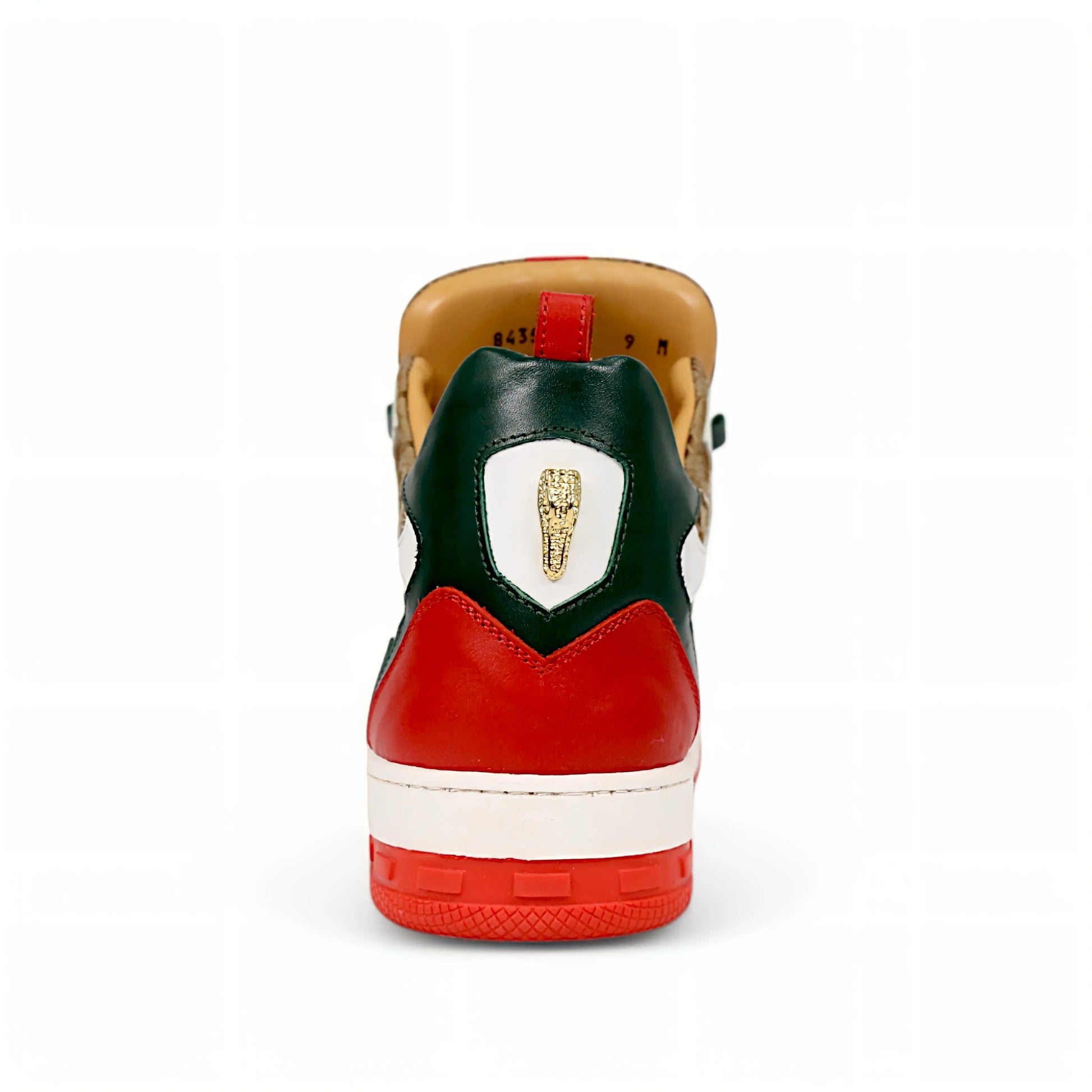 Mauri 8435 Hunter Green/White/Red/Beige Genuine Baby Crocodile/Nappa/Double M Fabric Sneakers