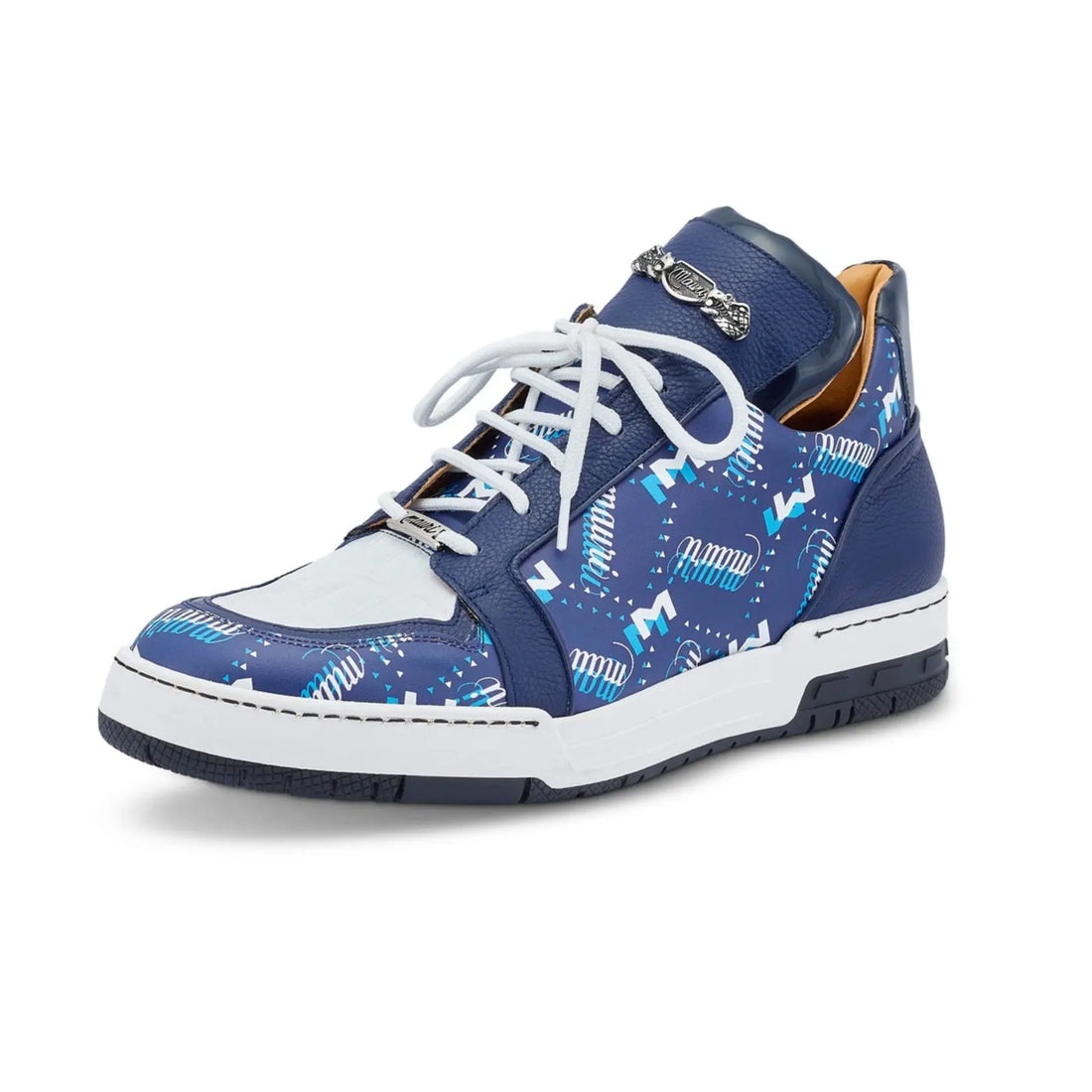 Mauri 8440 Blue/Wonder Blue/White Genuine Crocodile/Patent M Shade Print Leather Sneakers