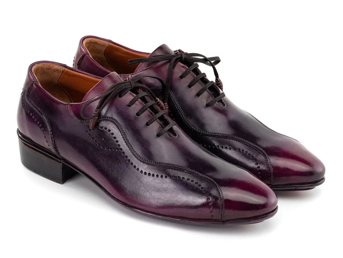Paul Parkman Men's Purple Burnished Handmade Lace-Up Casual Shoes (ID#84654-PRP) PAUL PARKMAN