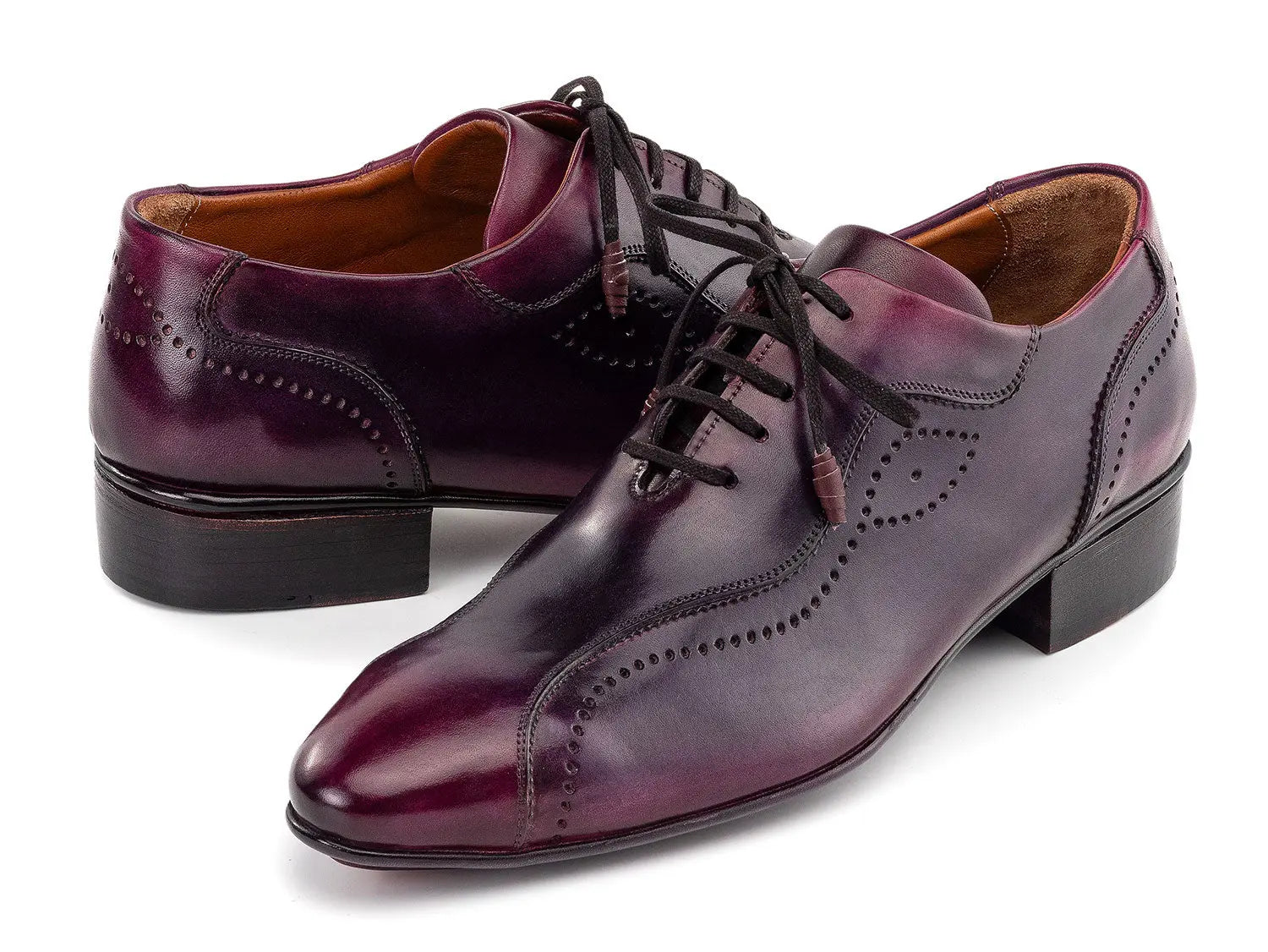 Paul Parkman Men's Purple Burnished Handmade Lace-Up Casual Shoes (ID#84654-PRP) PAUL PARKMAN