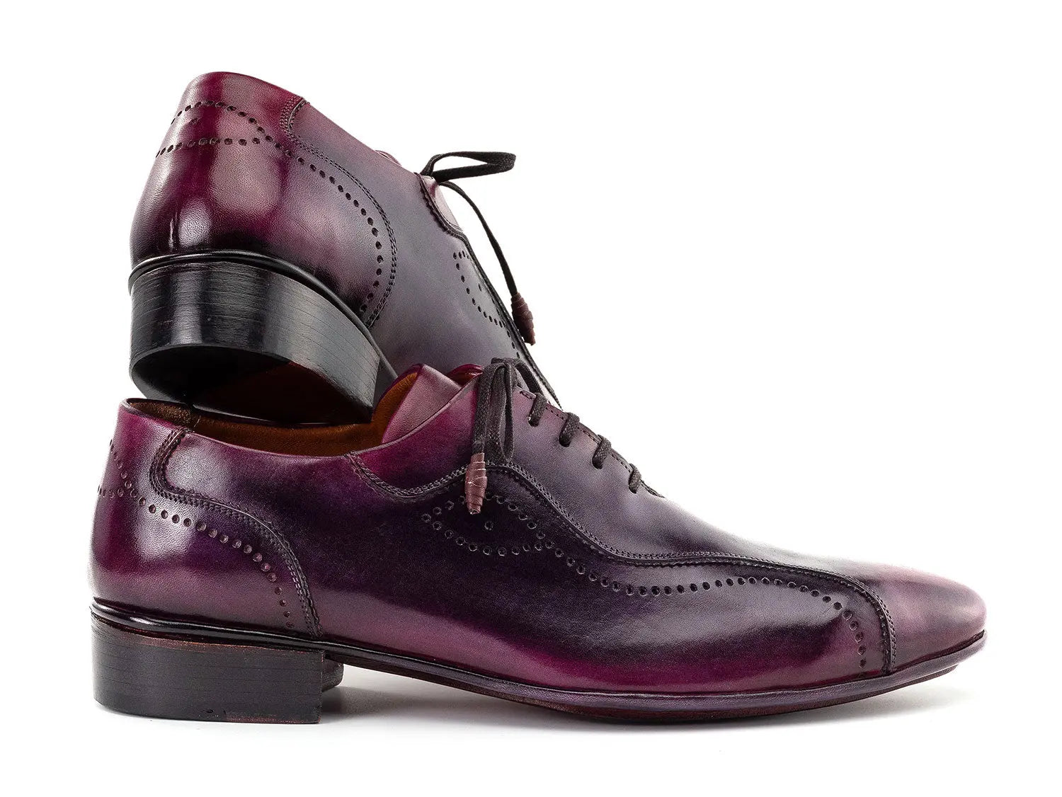 Paul Parkman Men's Purple Burnished Handmade Lace-Up Casual Shoes (ID#84654-PRP) PAUL PARKMAN