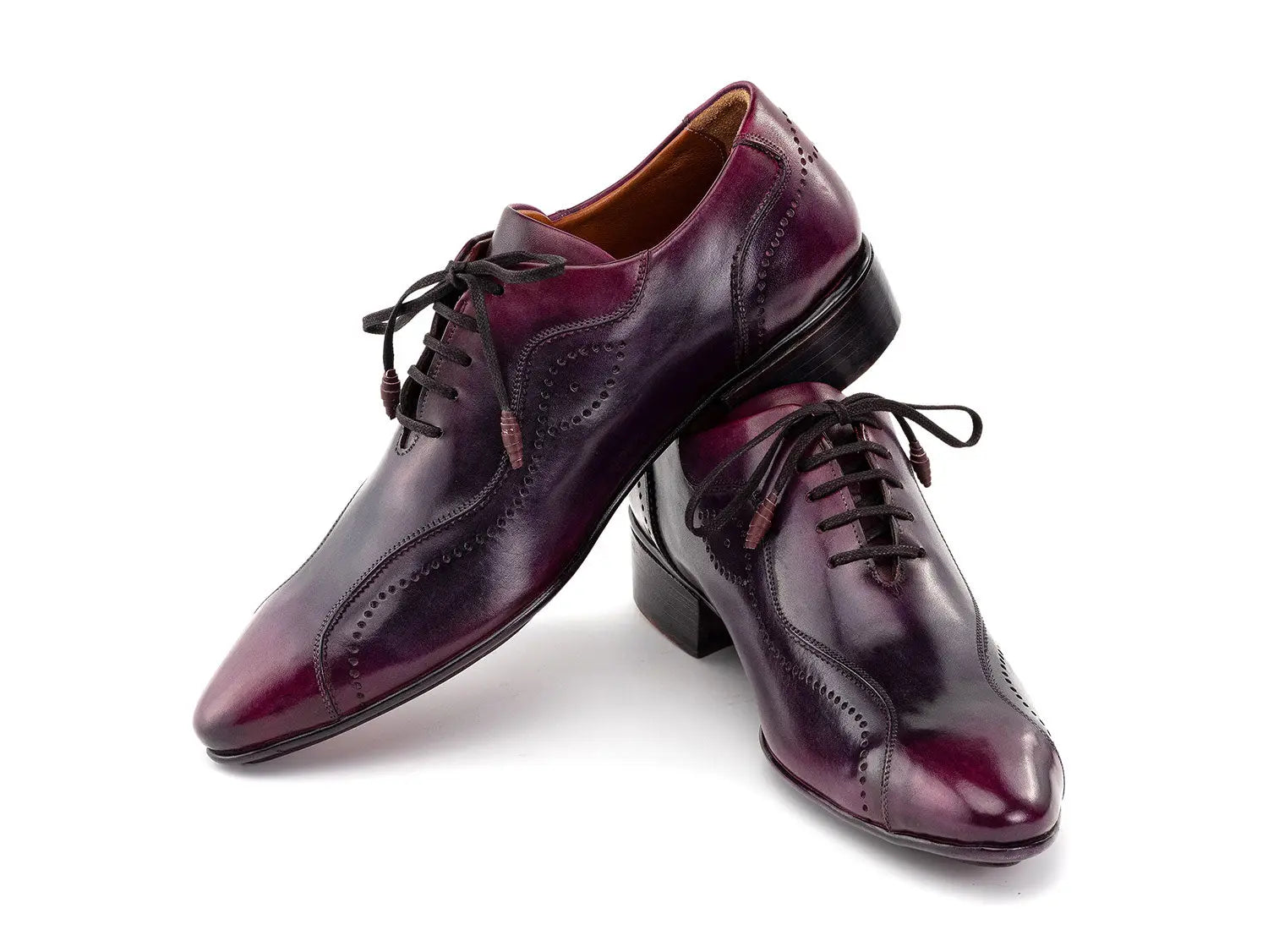 Paul Parkman Men's Purple Burnished Handmade Lace-Up Casual Shoes (ID#84654-PRP) PAUL PARKMAN