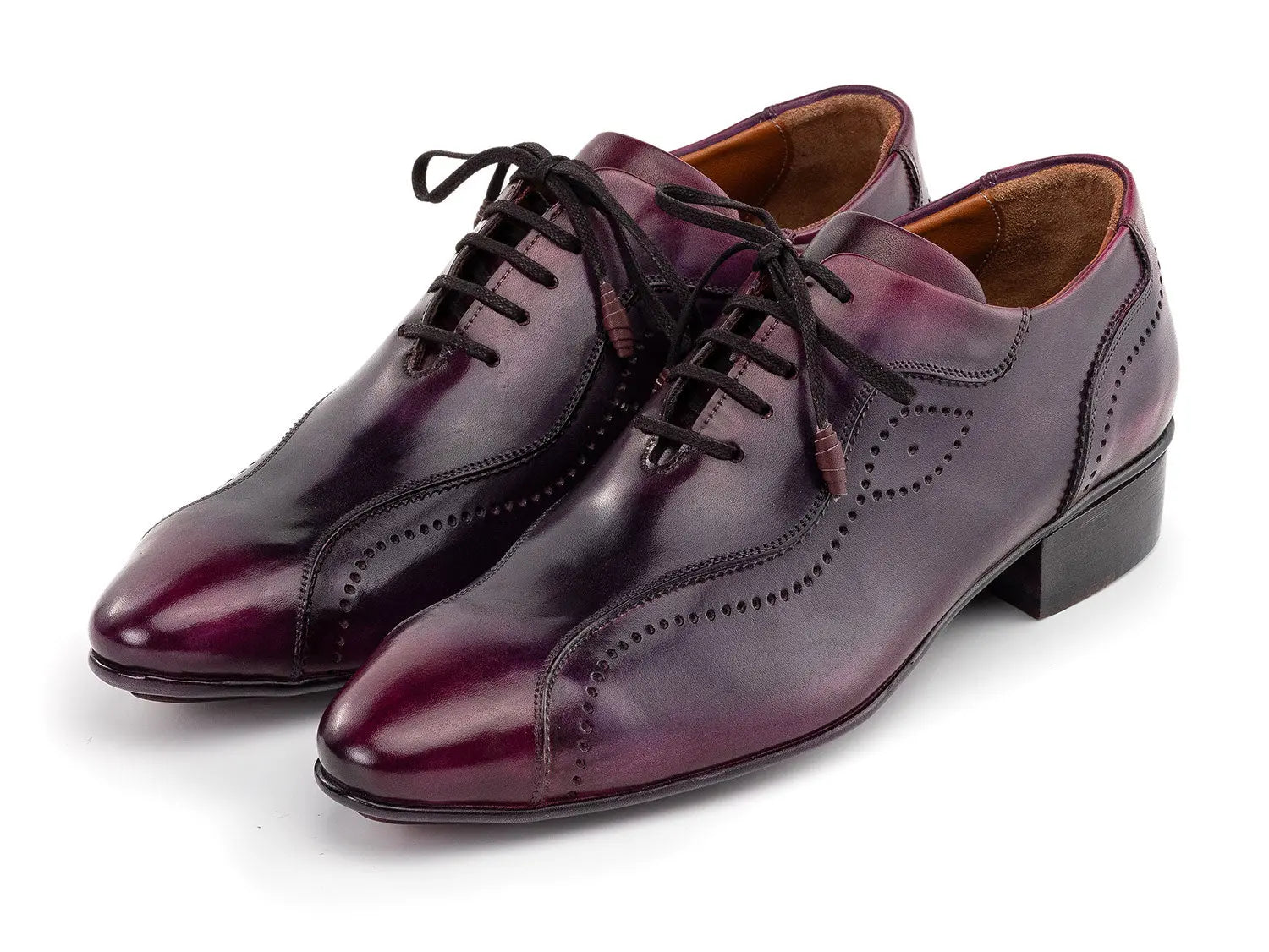 Paul Parkman Men's Purple Burnished Handmade Lace-Up Casual Shoes (ID#84654-PRP) PAUL PARKMAN