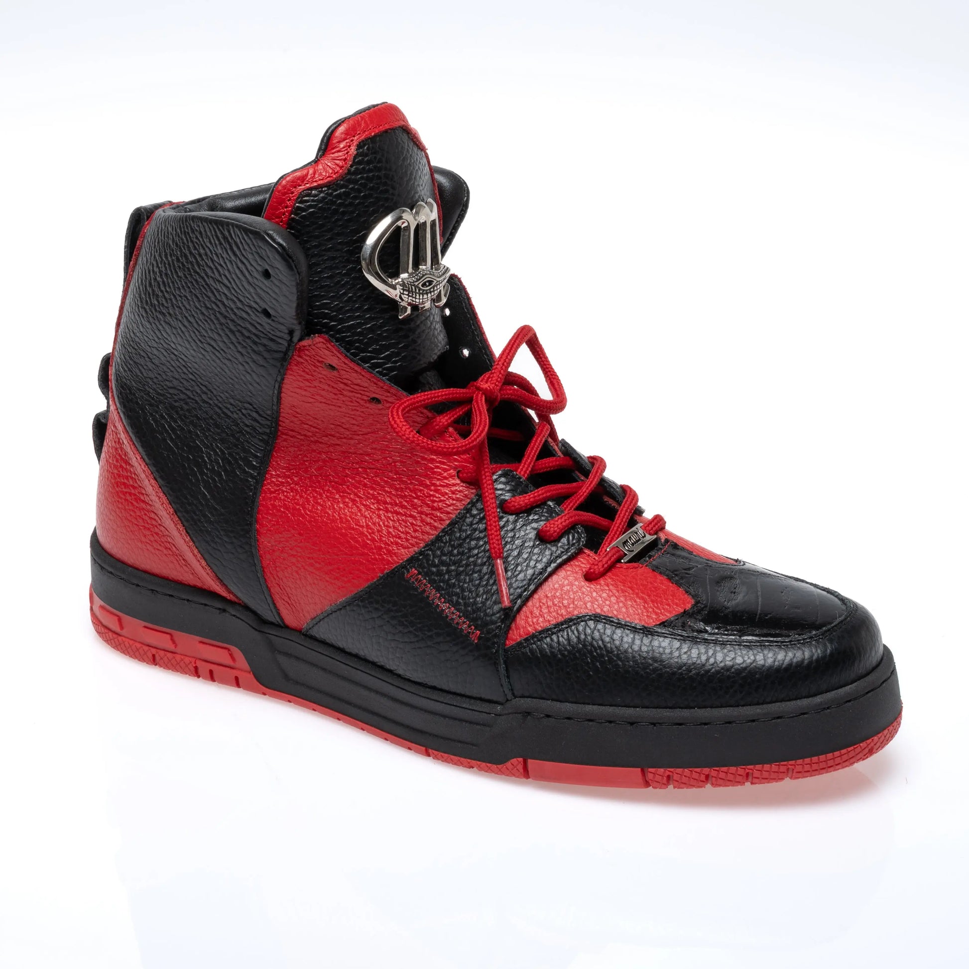 Mauri 8471/2 Black/Red Genuine Baby Crocodile/Time Sneakers