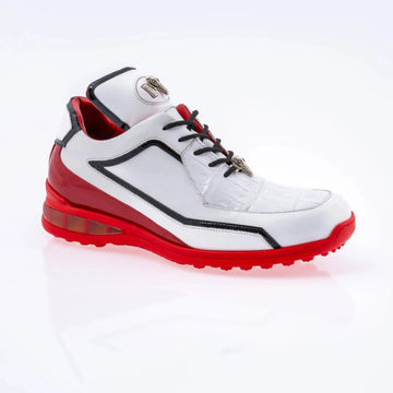 Mauri 8476 White/Black/Red Genuine Calf/Baby Crocodile/Patent Leather Sneakers