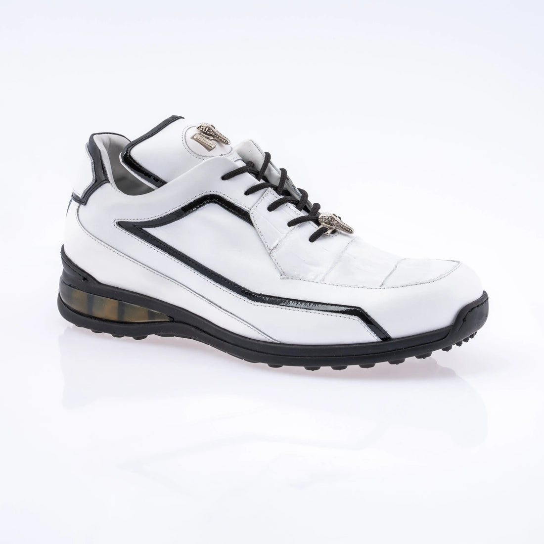 Mauri 8476 White/Black Genuine Calf/Baby Crocodile/Patent Leather Sneakers