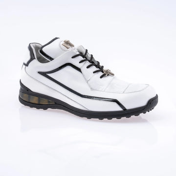 Mauri 8476 White/Black Genuine Calf/Baby Crocodile/Patent Leather Sneakers