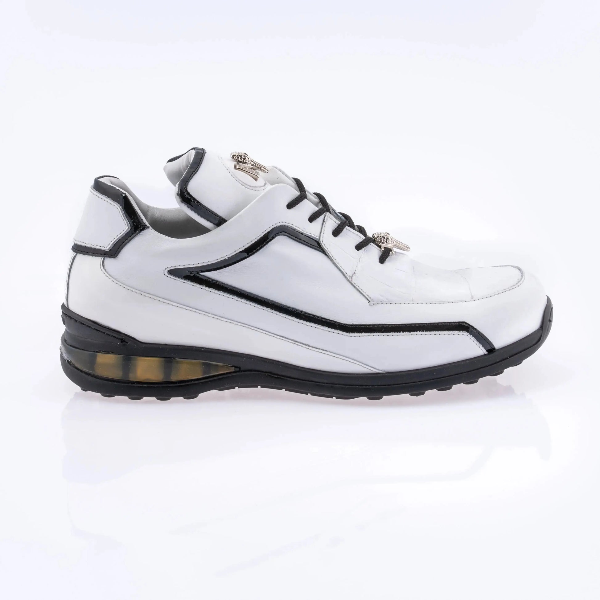 Mauri 8476 White/Black Genuine Calf/Baby Crocodile/Patent Leather Sneakers