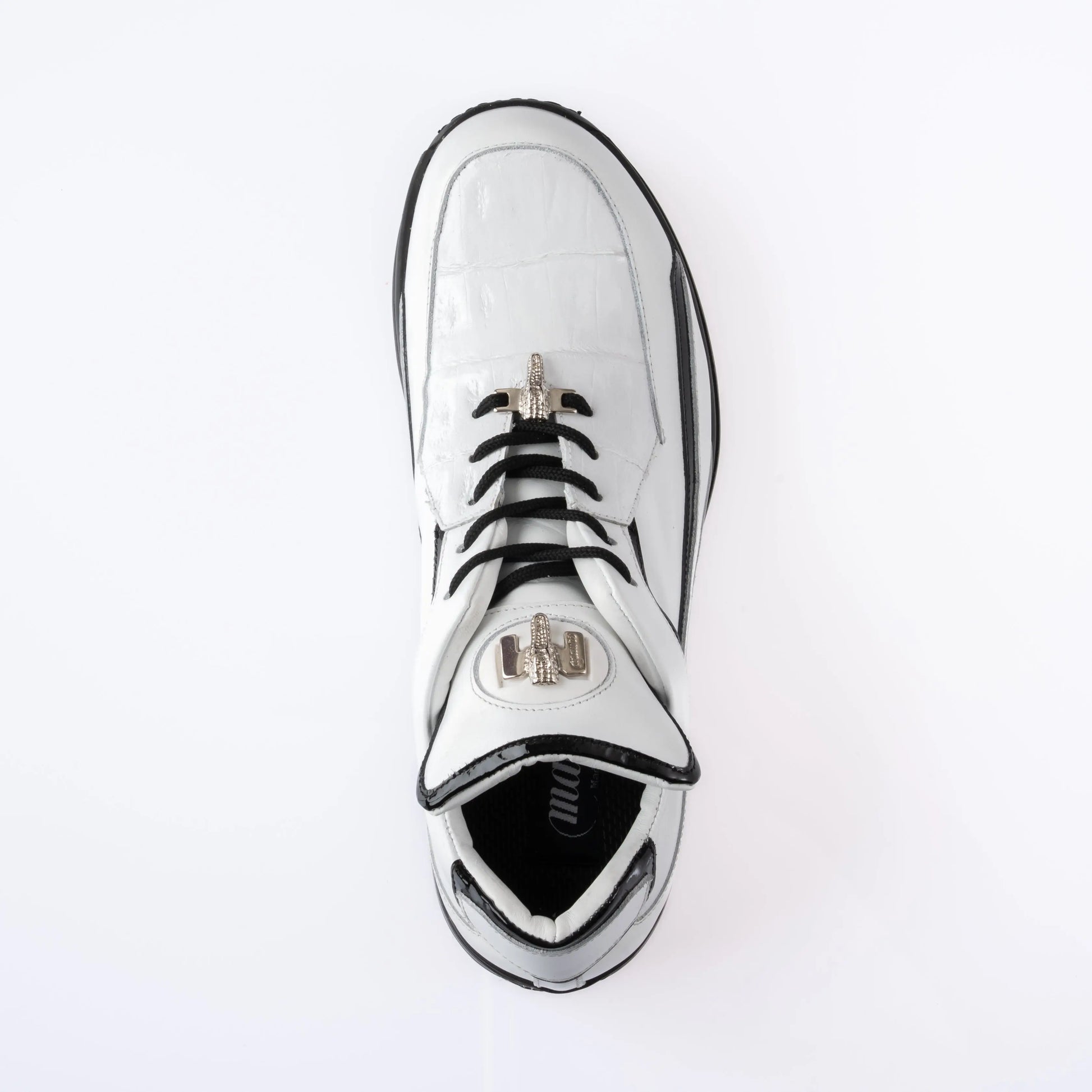 Mauri 8476 White/Black Genuine Calf/Baby Crocodile/Patent Leather Sneakers