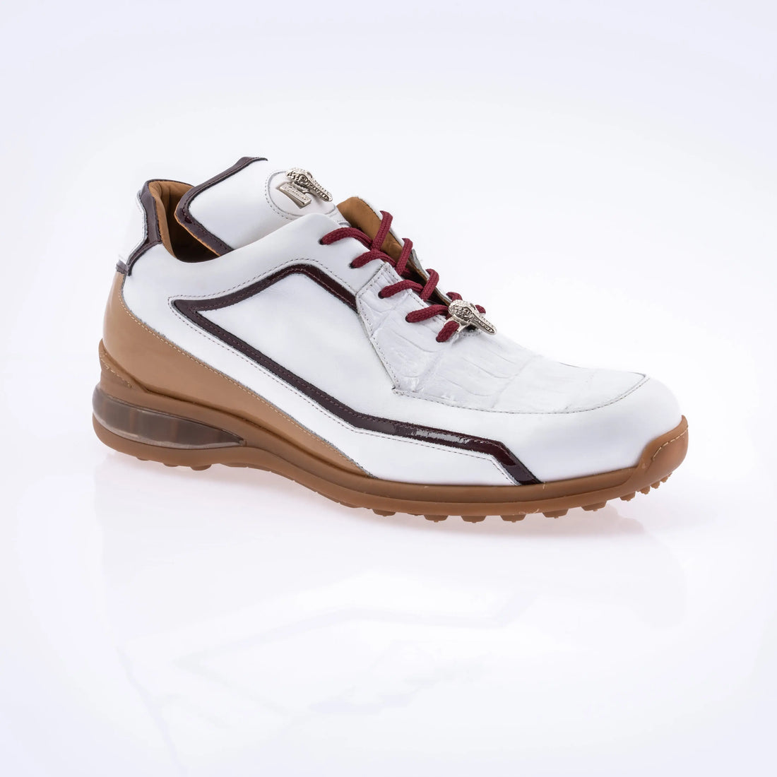 Mauri 8476 White/Ruby Red/Dune Genuine Calf/Baby Crocodile/Patent Leather Sneakers