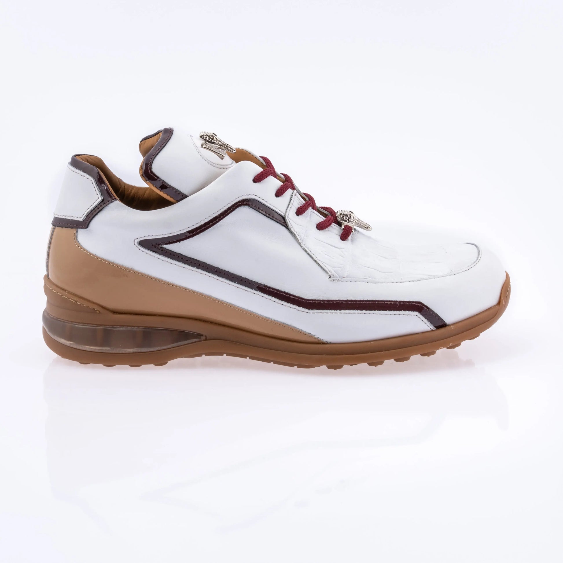 Mauri 8476 White/Ruby Red/Dune Genuine Calf/Baby Crocodile/Patent Leather Sneakers