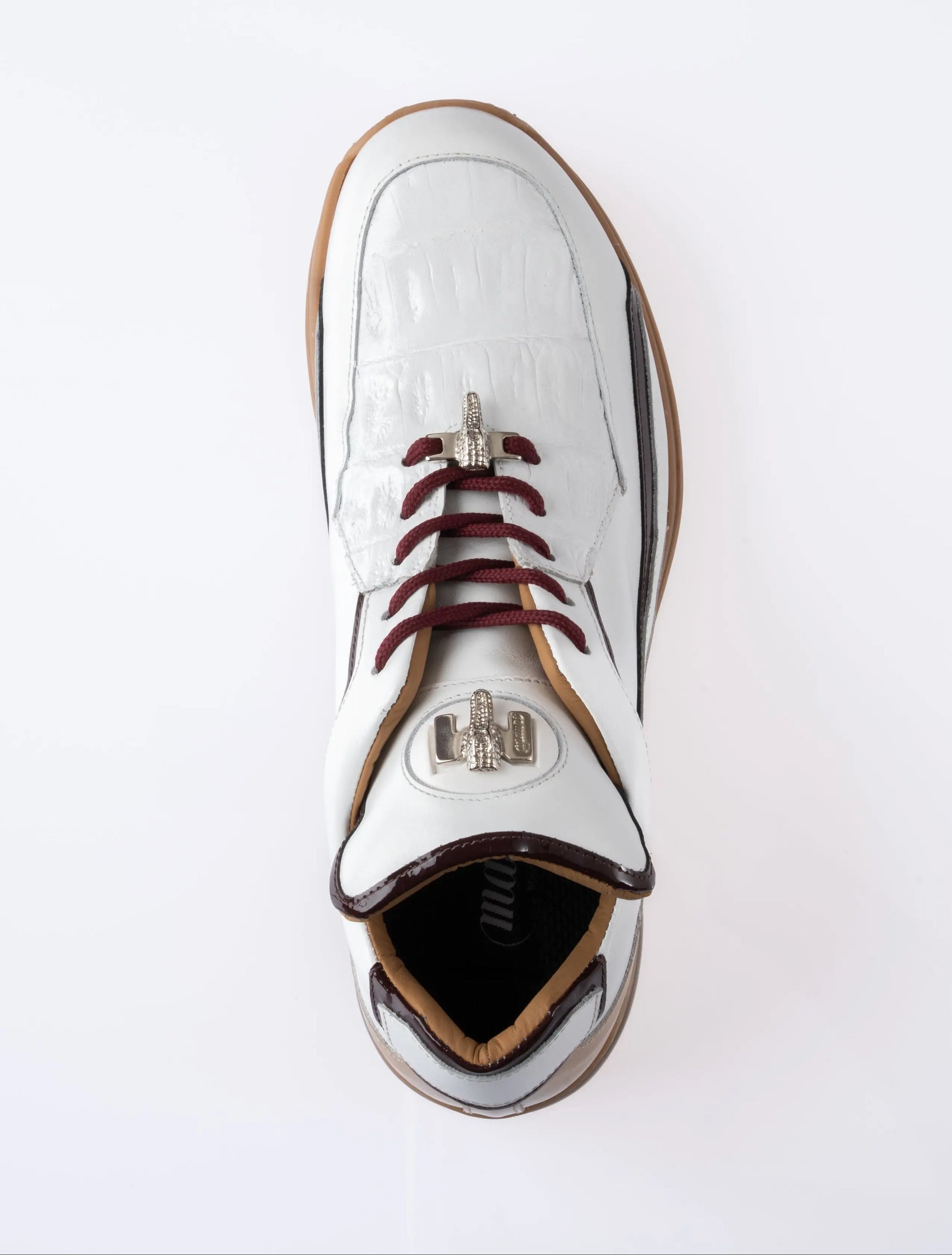 Mauri 8476 White/Ruby Red/Dune Genuine Calf/Baby Crocodile/Patent Leather Sneakers
