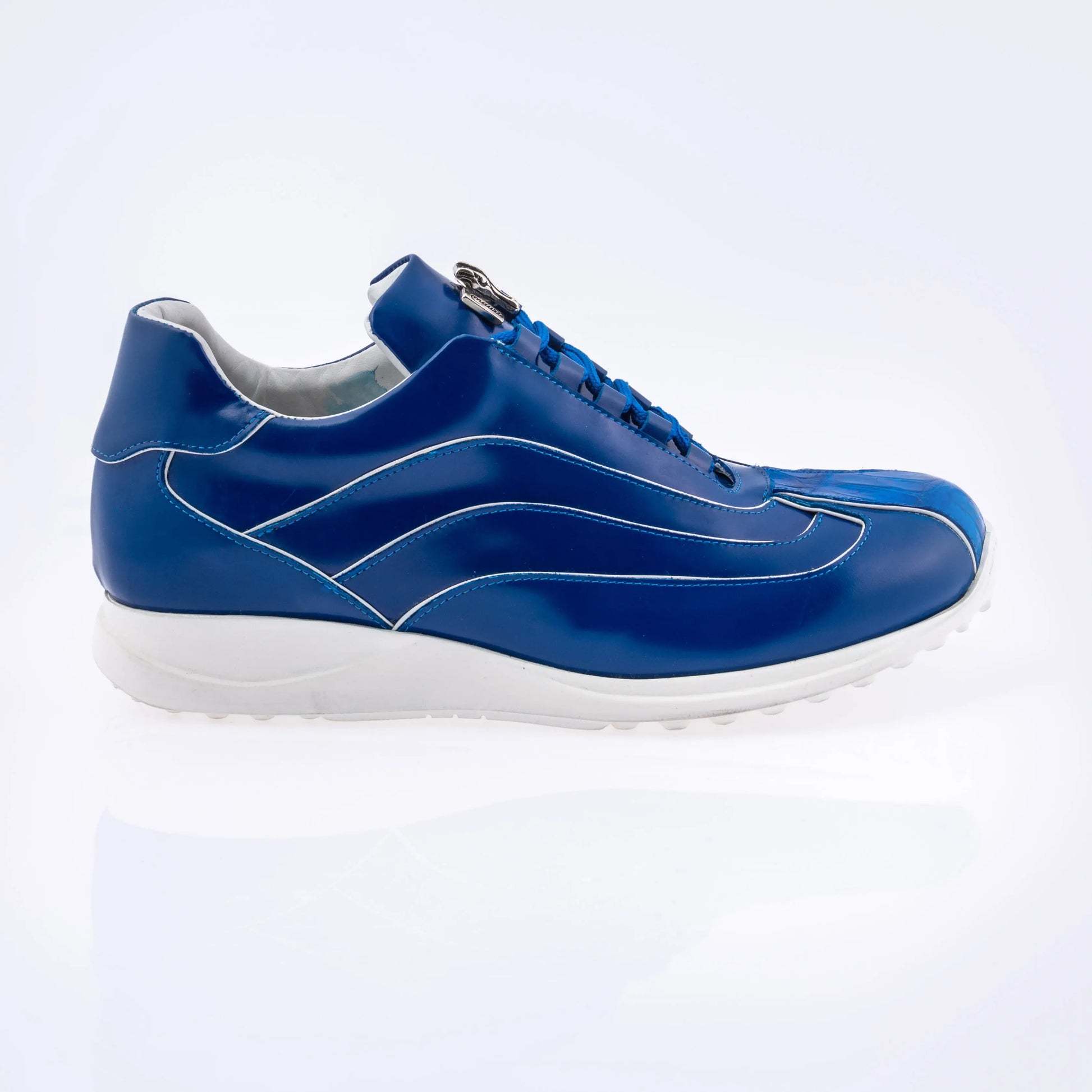 Mauri 8479 Royal Blue Genuine Calf/Baby Crocodile Sneakers