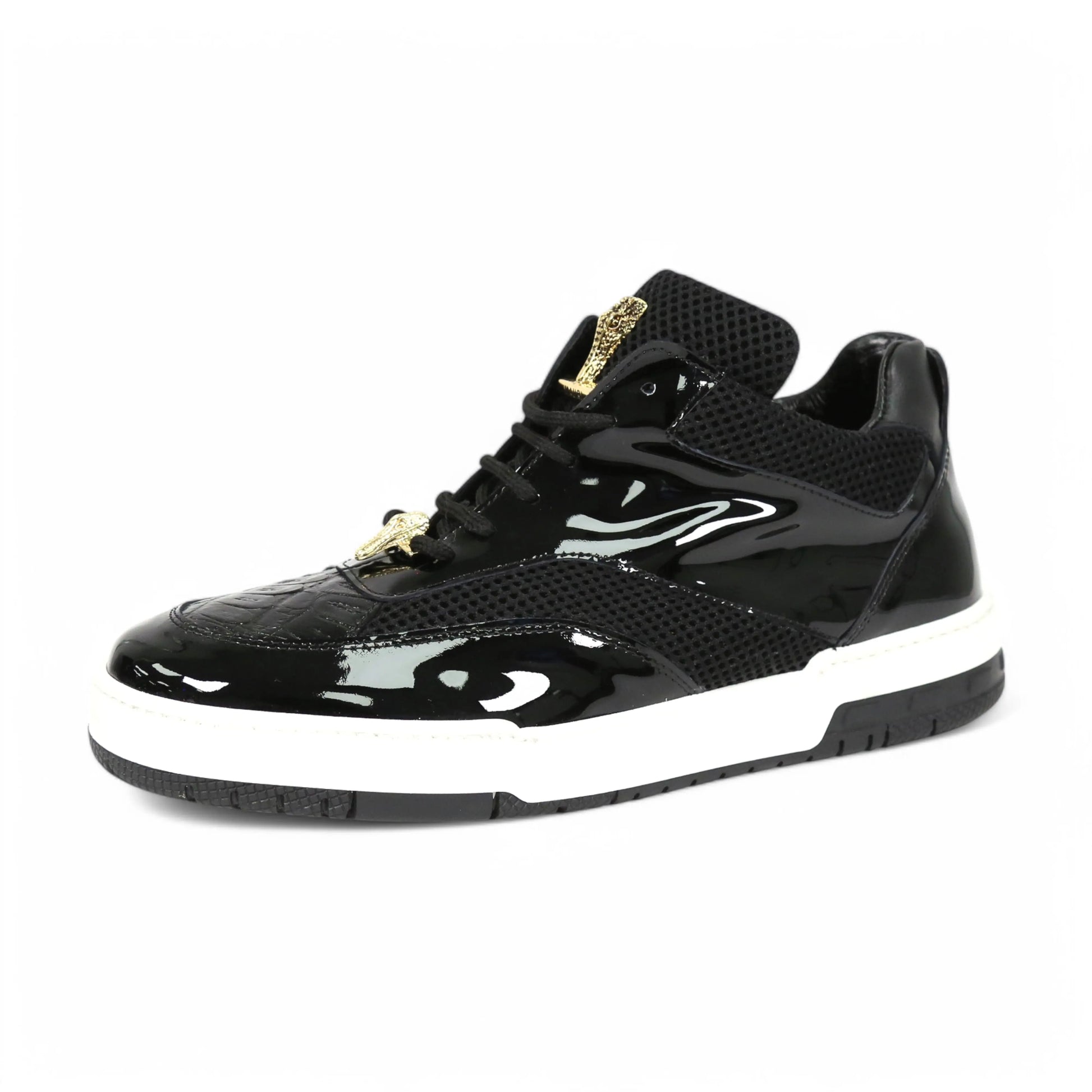 Mauri 8498/1 Black Genuine Baby Crocodile/Mesh Fabric/Nappa Sneakers