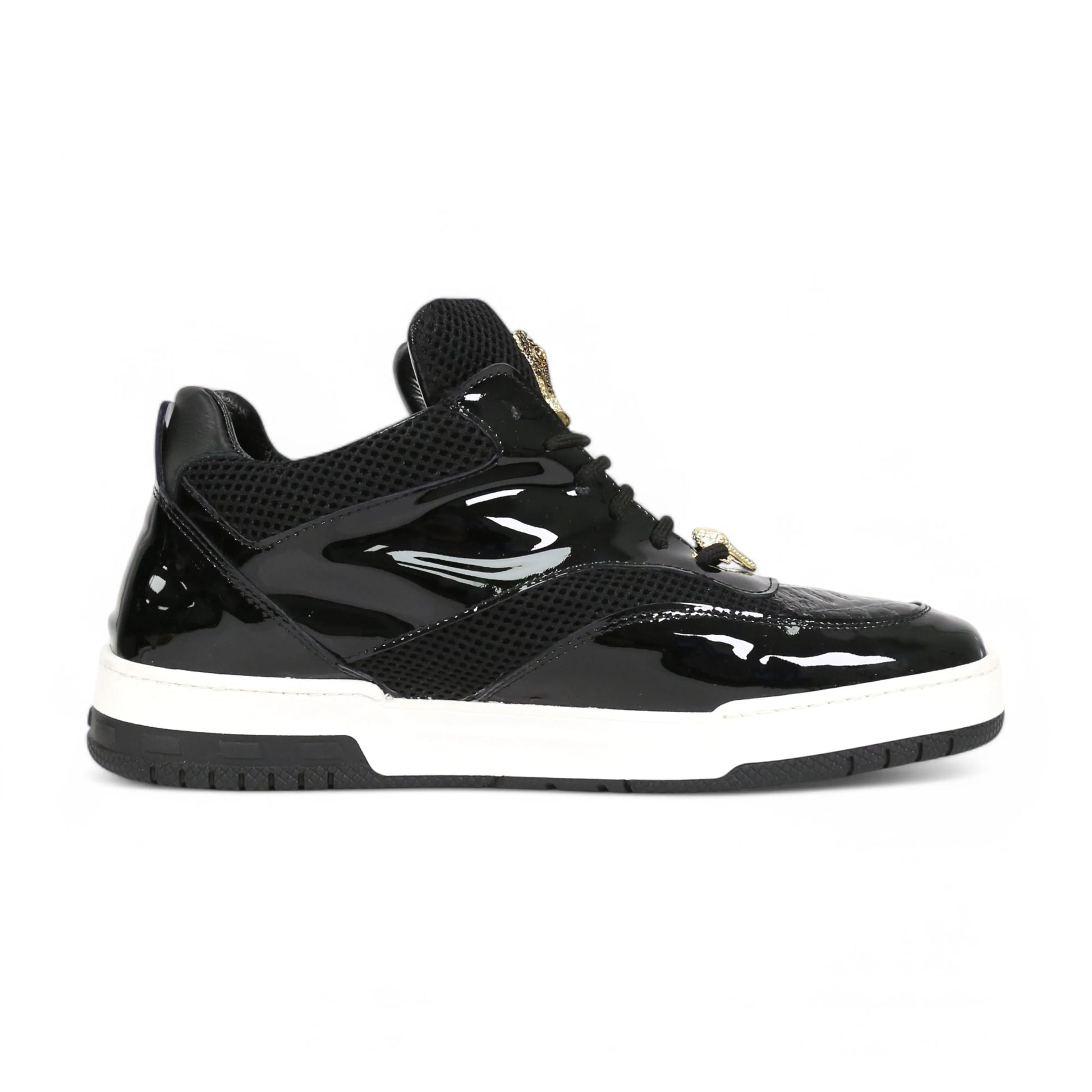 Mauri 8498/1 Black Genuine Baby Crocodile/Mesh Fabric/Nappa Sneakers