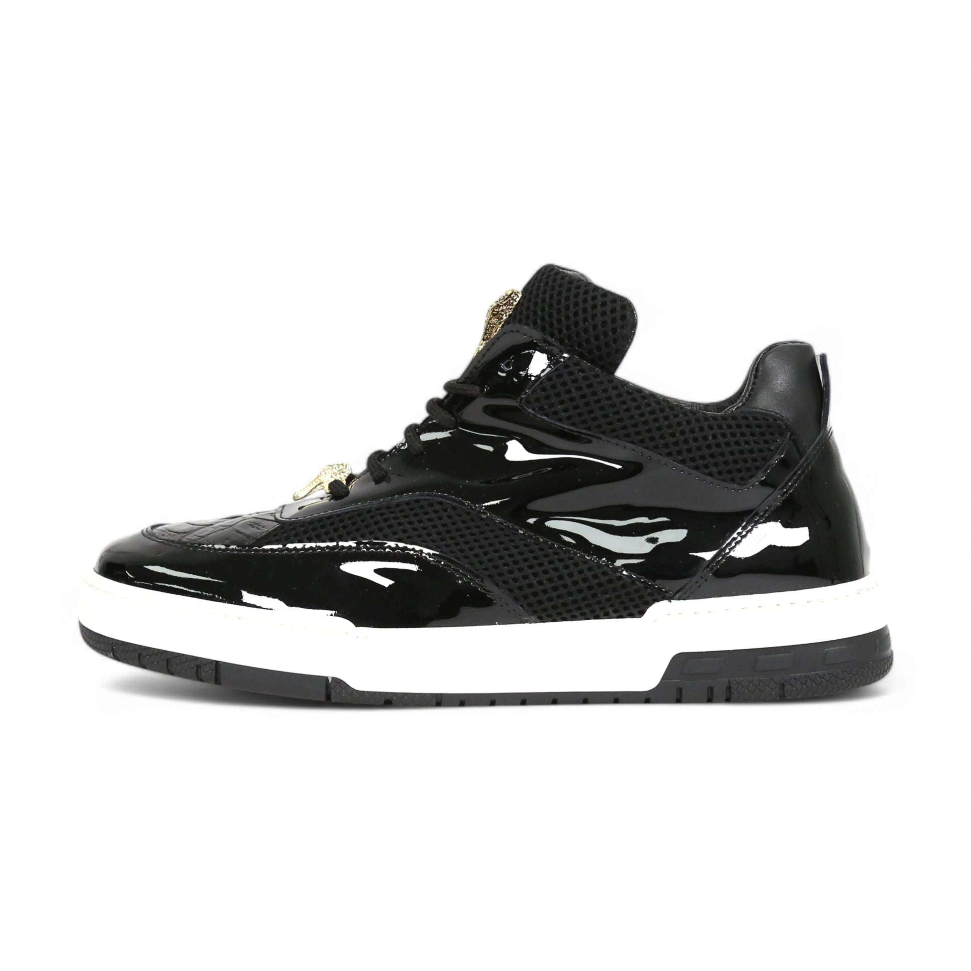 Mauri 8498/1 Black Genuine Baby Crocodile/Mesh Fabric/Nappa Sneakers